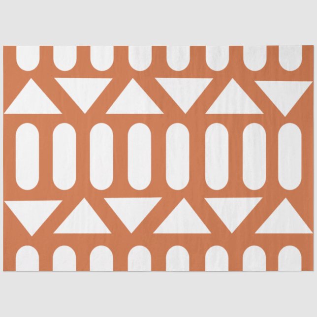 Orange White Modern Geometric Seidenpapier (Vorderseite)