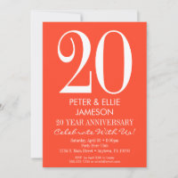 Orange White Modern Simple Anniversary Einladungen