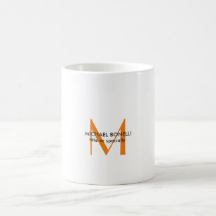 Orange White Monogram Modern Minimalistisch Kaffeetasse