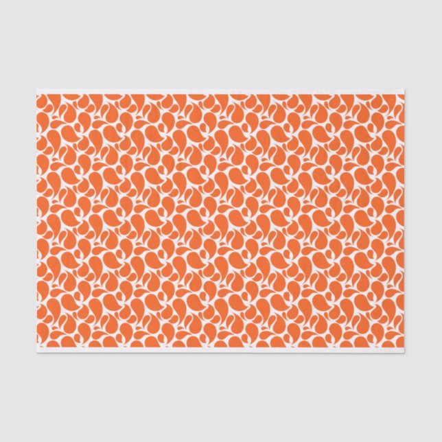 ORANGE & WHITE PAISLEY PATTERS SEIDENPAPIER (Vorderseite)