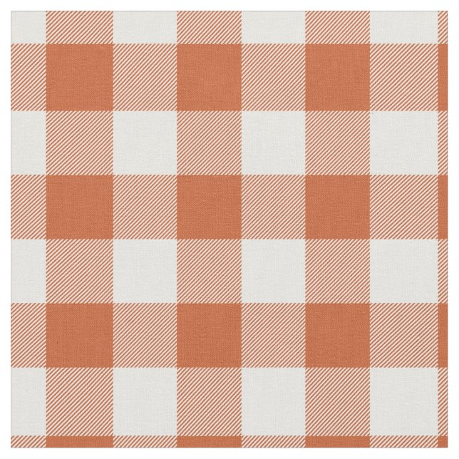 Orange & White Plaid Gingham Stoff (Nahaufnahme)