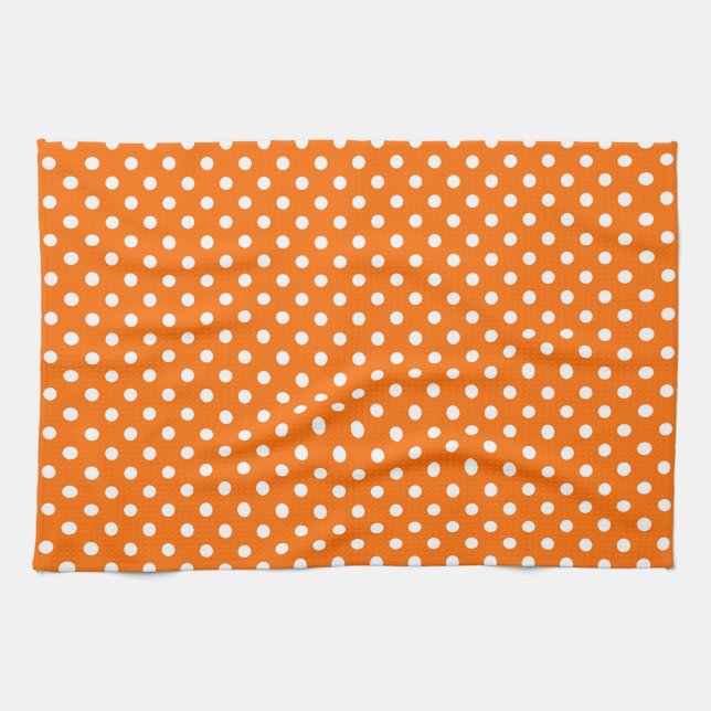 Orange White Polka Dots Design Geschirrtuch (Horizontal)