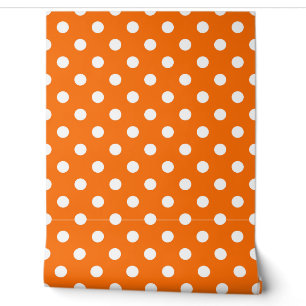 Orange White Polka Dots Muster Wanddekoration Tapete