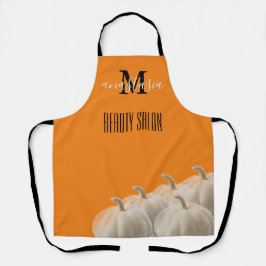 Orange White Pumpkin Beauty Salon Monogram Schürze