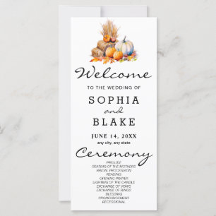 Orange & White Pumpkins Fall White Wedding Program
