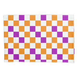 Orange White Purple Checkered Pattern Design  Kissenbezug