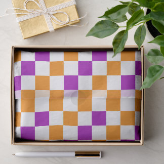 Orange White Purple Checkered Pattern Design  Seidenpapier