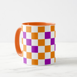 Orange White Purple Checkered Pattern Design  Tasse