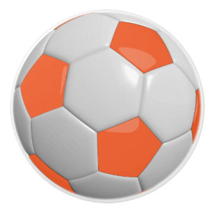 Orange & White Soccer Ball / Fußball Keramikknauf