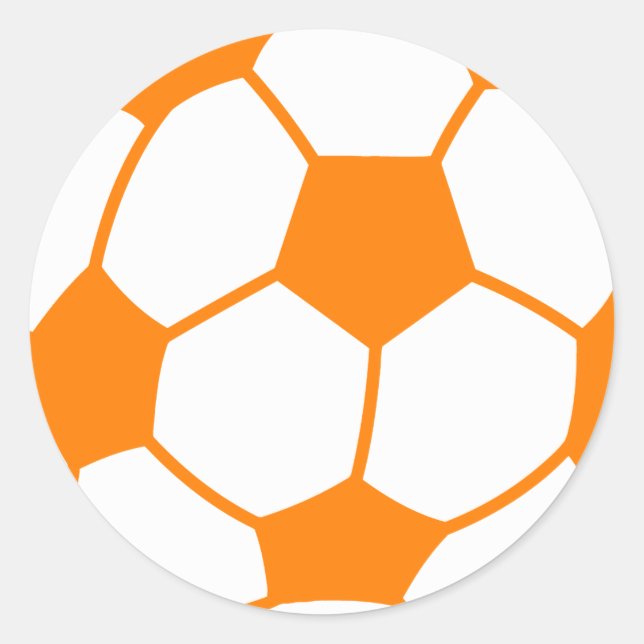 Orange & White Soccer Runder Aufkleber (Vorderseite)