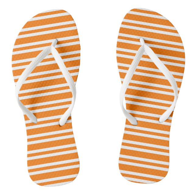 Orange White Stripes Pattern Flip Flops (Fußbett)