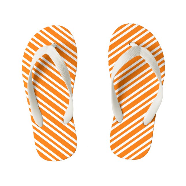 Orange White Stripes Pattern Kinderbadesandalen (Fußbett)