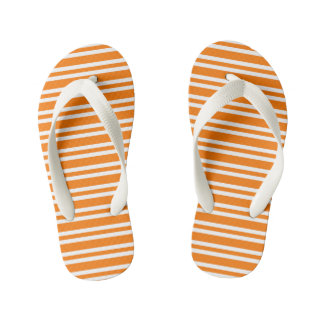 Orange White Stripes Pattern Kinderbadesandalen