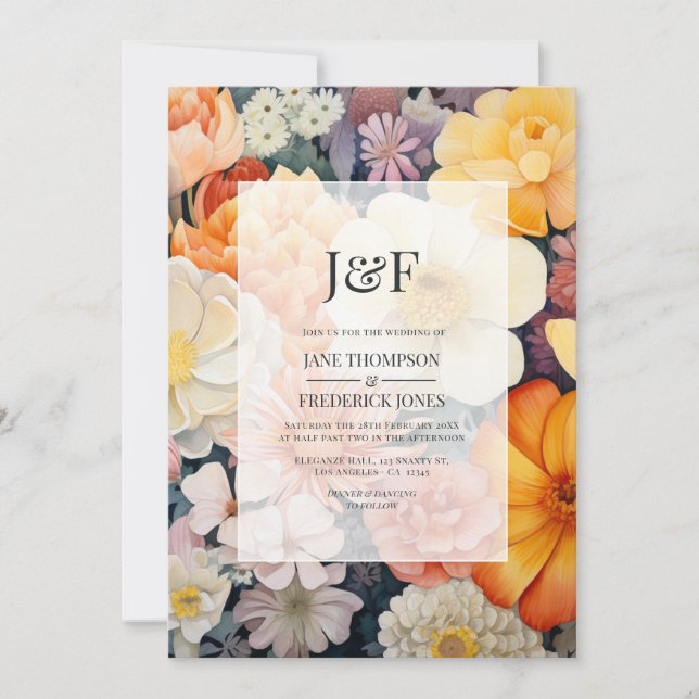 Orange, White und Goldenrod Hochzeit Einladung (Vorderseite)