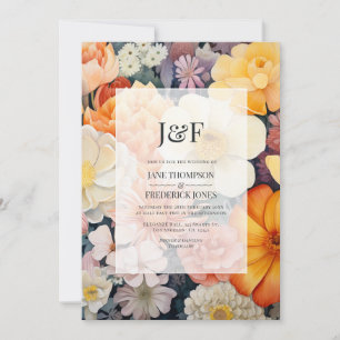 Orange, White und Goldenrod Hochzeit Einladung