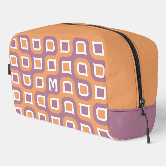Orange White violet, Lila Kunstmuster des Mittelja Waschbeutel (Rechte Ecke)