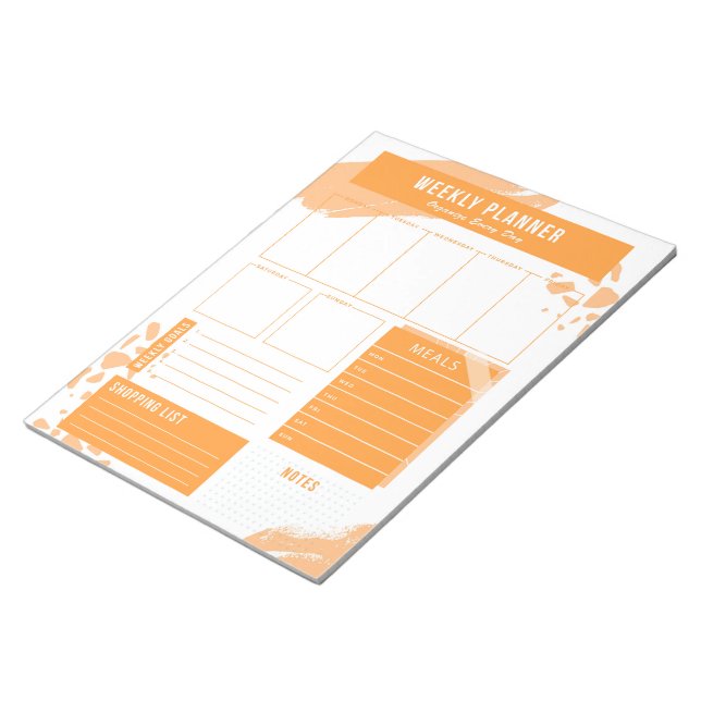 Orange-White Weekly Planer Notepad Notizblock (angewinkelt)
