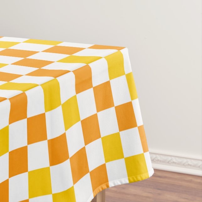 Orange White Yellow Checkered Pattern Design  Tischdecke (Beispiel)
