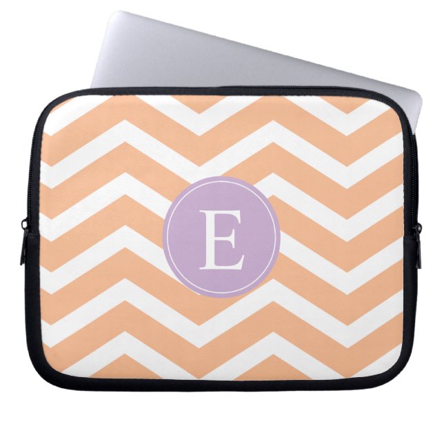 Orange White Zickzack Lila Monogram Laptopschutzhülle (Vorderseite)