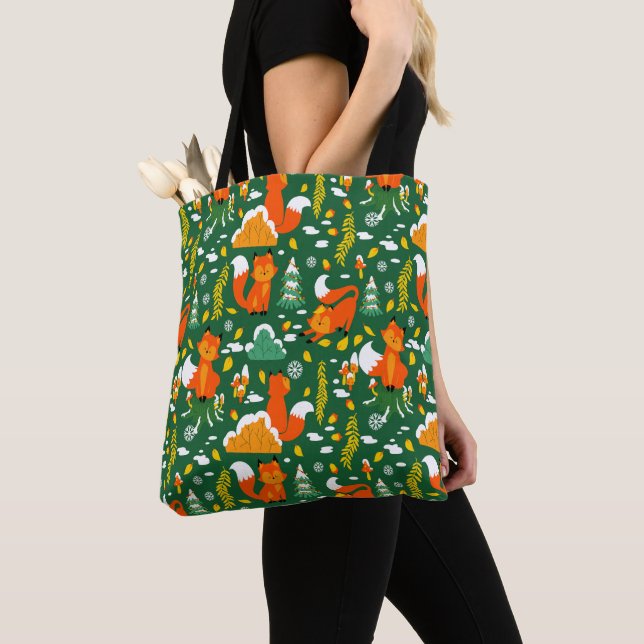 Orange Wild Herbst Winter Forest Fox Tasche (Von Nahem)