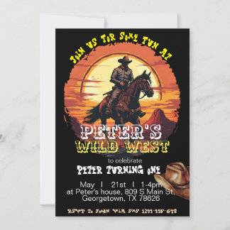 Orange Wild West Western Party Einladung