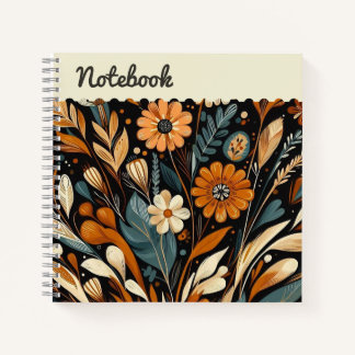Orange Wildblume & Bird - Top-Label für Folk Art Notizbuch