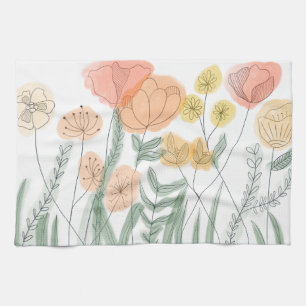 Orange Wildblumen Geschirrtuch