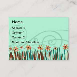 Orange Wilde Blume mit blauem Gras Visitenkarte