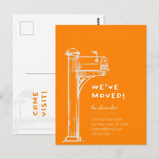 Orange wir haben bewegte verzweifelte Mailbox bewe Postkarte (Vorne/Hinten)