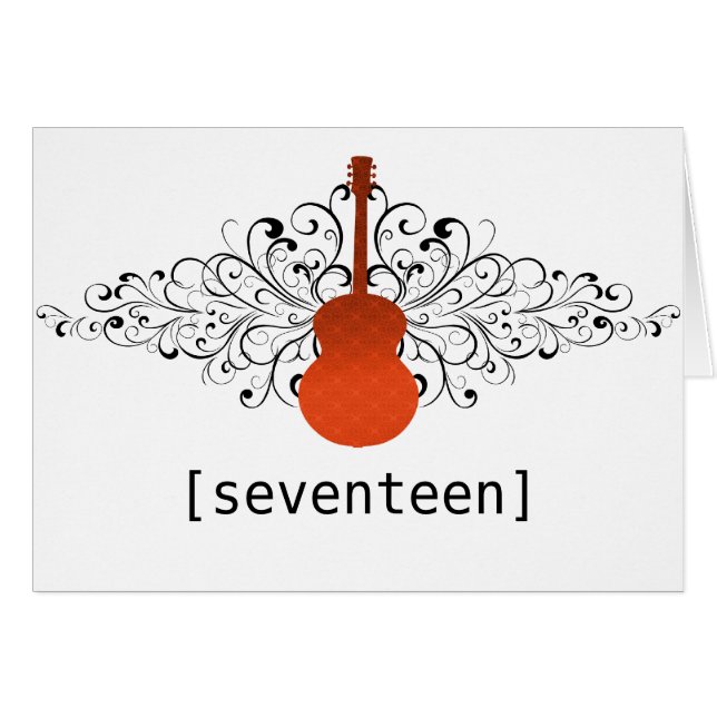 Orange Wirbel Guitar Tischnummer Card (Vorderseite (Horizontal))