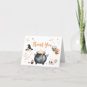 Orange Witch Ghost Little Boo Baby Dusche Dankeskarte