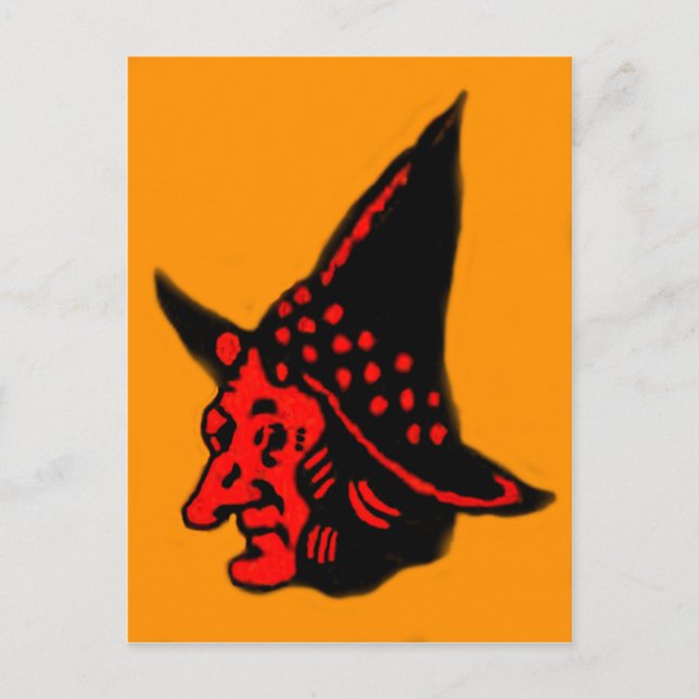 Orange Witch Halloween Postkarte (Vorderseite)