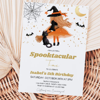 Orange Wittling Halloween Geburtstag Einladung