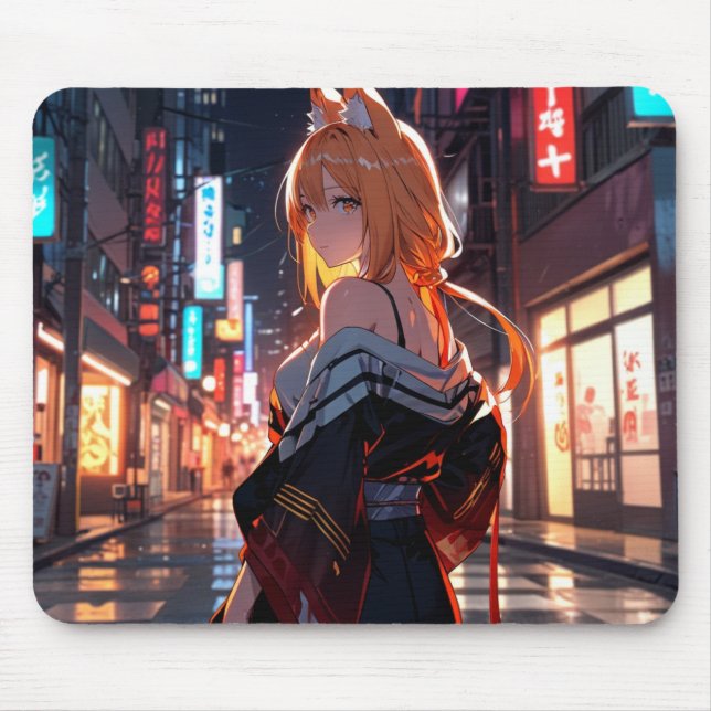 Orange Wolf Mousepad (Vorne)