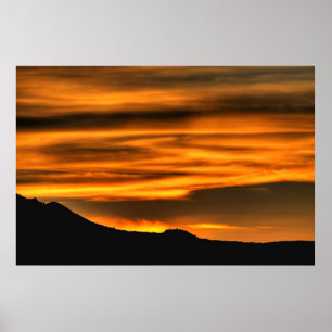 Orange Wolken-Linien Poster