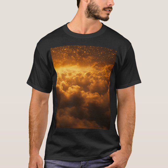 Orange Wolken mit Sonnenuntergang schöne phantasti T-Shirt (Vorderseite)