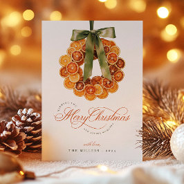 Orange Wreath Christmas Foto Weihnachtskarte Feiertagskarte