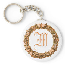 Orange Wreath Mit Monogramm Schlüsselanhänger