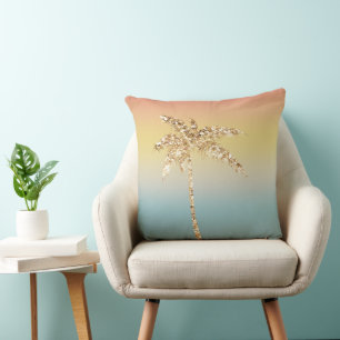 Orange Yellow Aqua Sunset Sky Kissen