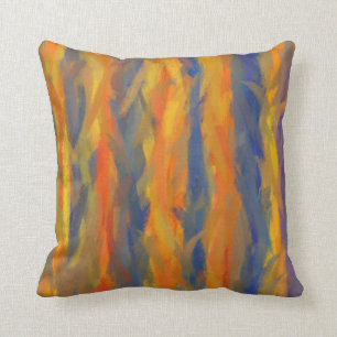 Orange Yellow Blue Abstrakt Art Malerei 3 Kissen