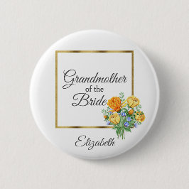 Orange Yellow Blue Floral Großmutter von Bride Button