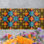 Orange Yellow Blue Symmetrische Arrangements Fliese<br><div class="desc">Diese Keramik weist ein schönes Muster auf, das das Auge in einen Farbtanz und eine Form zeichne. Das komplexe Design zeichnet sich durch symmetrische Arrangements lebendiger Farbtöne aus, die einen optischen Täuschungseffekt erzeugen. Die feurigen orangefarbenen Formen, die den Augen oder Blätter ähneln, stehen im Mittelpunkt und strahlen ein Gefühl von...</div>