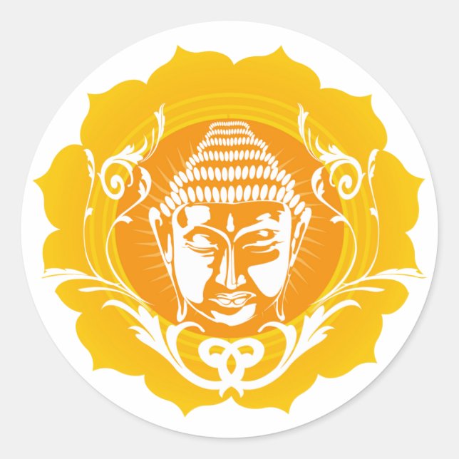 Orange & Yellow Buddha Runder Aufkleber (Vorderseite)