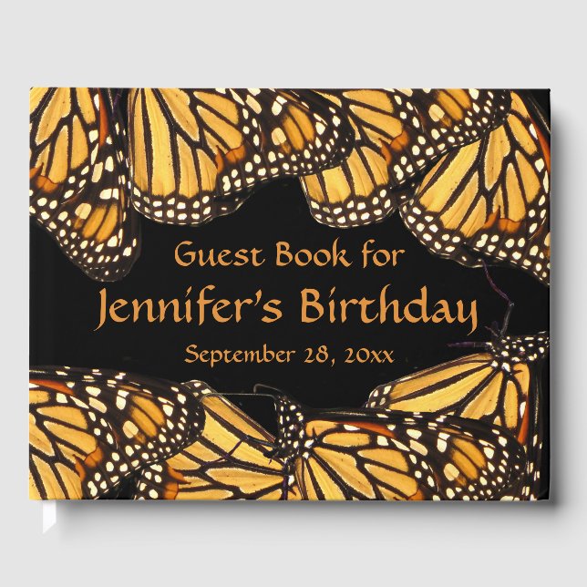Orange Yellow Butterfly Birthday Party Gästebuch (Vorderseite)