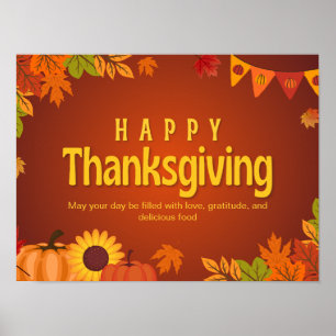 Orange Yellow Floral Erntedank Poster