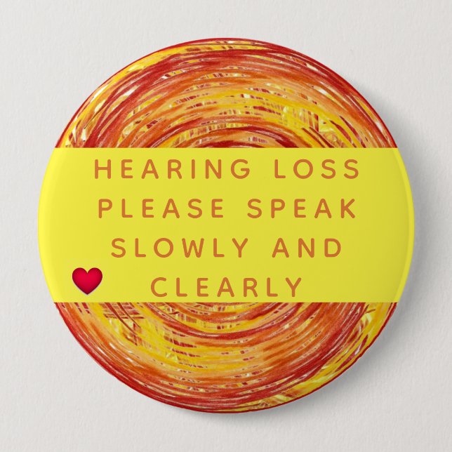 Orange Yellow Geometric Heart Loss 4 Zoll Button (Vorderseite)
