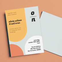 ORANGE YELLOW GEOMETRIC WEDING INVITATION