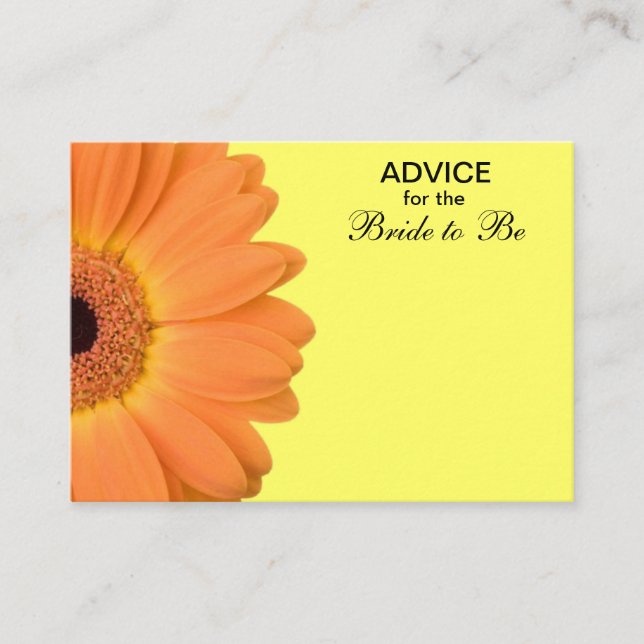 Orange & Yellow Gerber Daisy Advice for the Bride Hinweiskarte (Vorderseite)