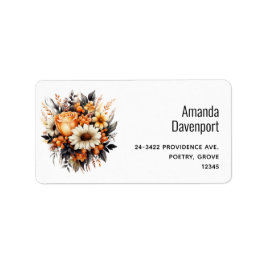 Orange Yellow Gray Blume Bouquet Adresse Adressaufkleber