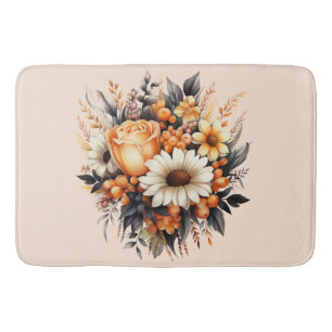 Orange Yellow Gray Blume Bouquet Badematte